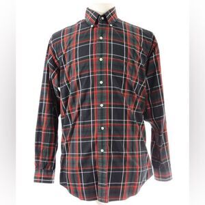 Ralph Lauren Blake 100% Cotton Dress Green Shirt Plaid Size L